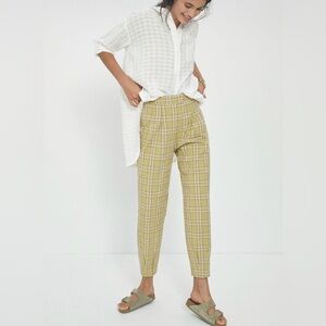 Anthropologie Yellow Plaid Tailored Pants
